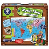 Puzzle si poster Orchard Toys Harta lumii engleza 150 piese